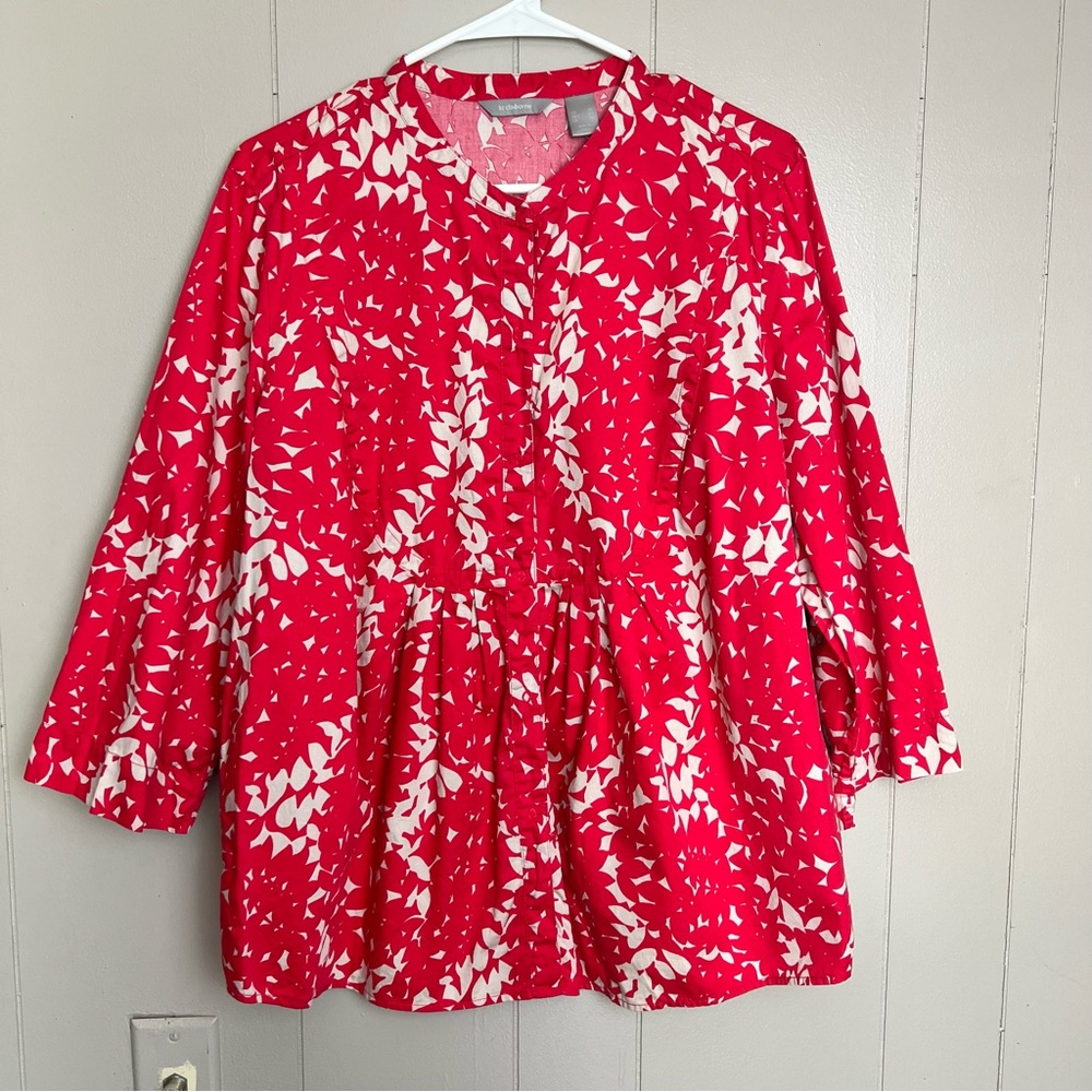 Liz Claiborne Bouse Long Sleeves Button and Pleated Front Sz XL